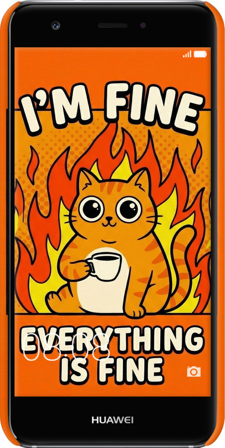 3D пластиковый матовый чехол Funny Cat для Huawei Nova - 6786m-439 изображение 