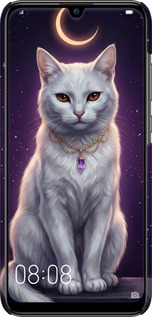 3D пластиковий матовий чехол Mystic White Cat Gothic Dark Purple Gold для Huawei P Smart 2019 - 6805m-1634 изображение 