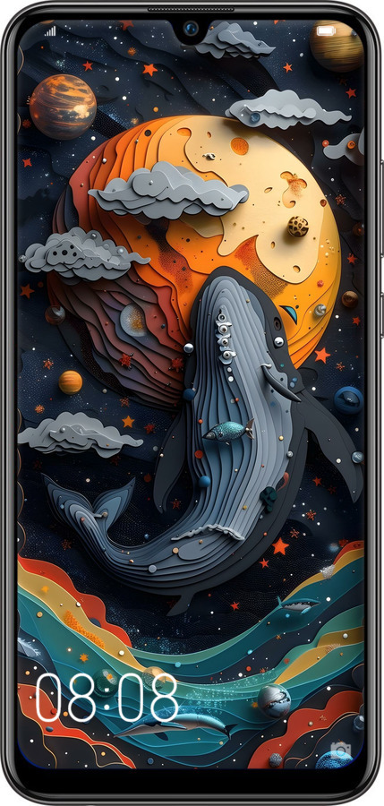 Силиконовый чехол Кит в космосе для Huawei P Smart 2019 - 6328u-1634 изображение 