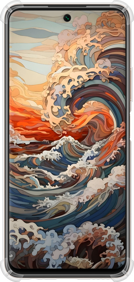 Силіконовий протиударний с посиленими кутами чехол Арт хвилі для Huawei P Smart 2021 - 6324sp-2100 изображение 
