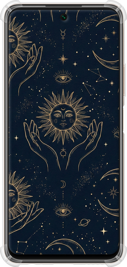 Силикон с усиленными углами чехол Celestial Harmony: Sun & Moon Gold Mystic Pattern для Huawei P Smart 2021 - 6778sp-2100 изображение 