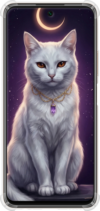 Силіконовий протиударний с посиленими кутами чехол Mystic White Cat Gothic Dark Purple Gold для Huawei P Smart 2021 - 6805sp-2100 изображение 