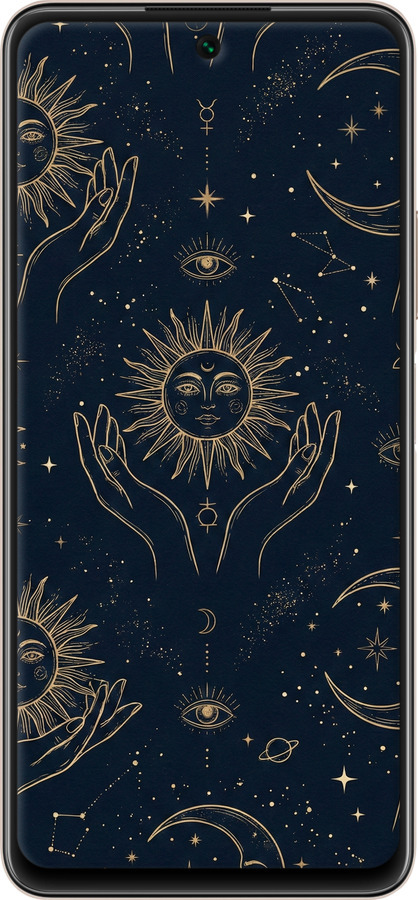 Силіконовий чехол Celestial Harmony: Sun & Moon Gold Mystic Pattern для Huawei P Smart 2021 - 6778u-2100 изображение 