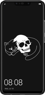 3D пластиковий матовий чехол Із зображенням кота та черепа для Huawei Nova 3i - 6491m-1541 изображение 