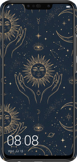 3D пластиковый матовый чехол Celestial Harmony: Sun & Moon Gold Mystic Pattern для Huawei Nova 3i - 6778m-1541 изображение 