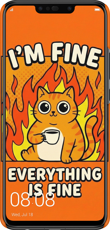 3D пластиковий матовий чехол Funny Cat для Huawei P Smart Plus - 6786m-1555 изображение 