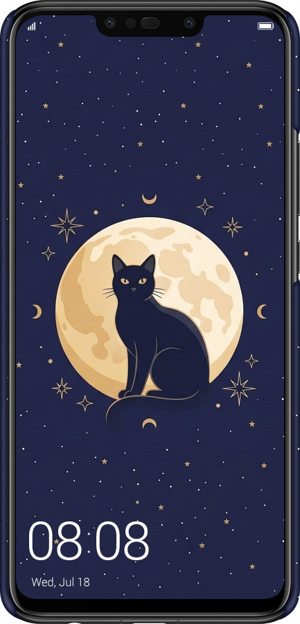 3D пластиковий матовий чехол Cute Cat Celestial/Witchy для Huawei P Smart Plus - 6787m-1555 изображение 