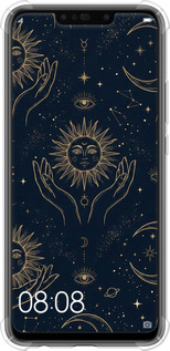 Силикон с усиленными углами чехол Celestial Harmony: Sun & Moon Gold Mystic Pattern для Huawei P Smart Plus - 6778sp-1555 изображение 