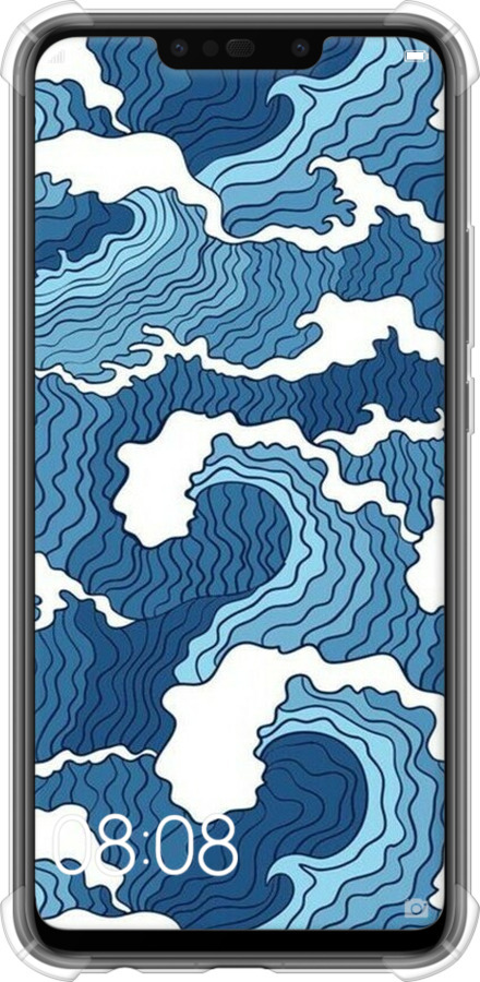 Силикон с усиленными углами чехол Абстрактный рисунок морских волн для Huawei P Smart Plus - 6538sp-1555 изображение 