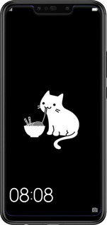Силиконовый чехол С милым котом на черном фоне для Huawei Nova 3i - 6528u-1541 изображение 