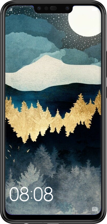 Силіконовий чехол Нічний краєвид з лісом та горами для Huawei P Smart Plus - 6493u-1555 изображение 