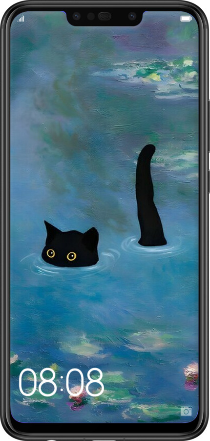 Силіконовий чехол Із зображенням кота та водяної лілії Monet для Huawei P Smart Plus - 6519u-1555 изображение 