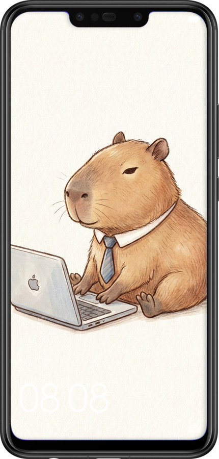 Силиконовый чехол Funny Capybara CEO Working для Huawei P Smart Plus - 6777u-1555 изображение 