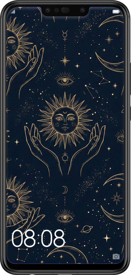 Силіконовий чехол Celestial Harmony: Sun & Moon Gold Mystic Pattern для Huawei P Smart Plus - 6778u-1555 изображение 