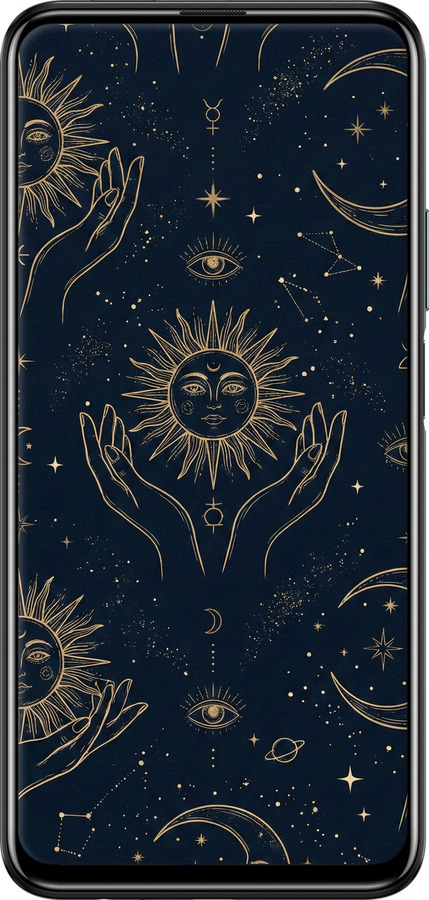 2D пластиковый чехол Celestial Harmony: Sun & Moon Gold Mystic Pattern для Huawei P Smart Pro - 6778t-1906 изображение 