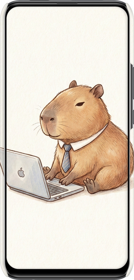 3D пластиковый матовый чехол Funny Capybara CEO Working для Huawei Y9 Prime 2019 - 6777m-1736 изображение 