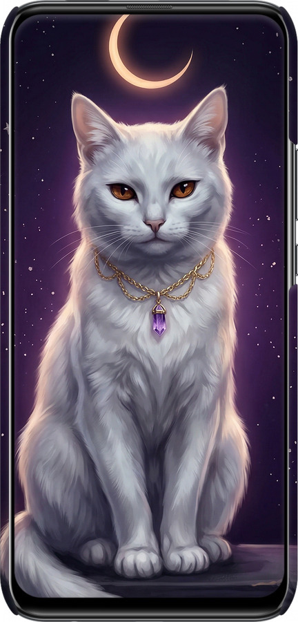 3D пластиковий матовий чехол Mystic White Cat Gothic Dark Purple Gold для Huawei Y9 Prime 2019 - 6805m-1736 изображение 