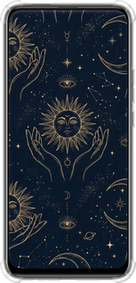 Силикон с усиленными углами чехол Celestial Harmony: Sun & Moon Gold Mystic Pattern для Huawei Y9 Prime 2019 - 6778sp-1736 изображение 