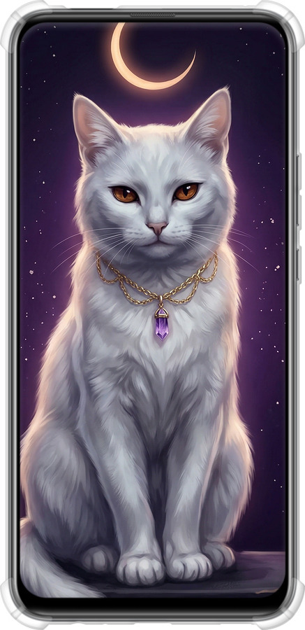 Силикон с усиленными углами чехол Mystic White Cat Gothic Dark Purple Gold для Huawei Y9 Prime 2019 - 6805sp-1736 изображение 