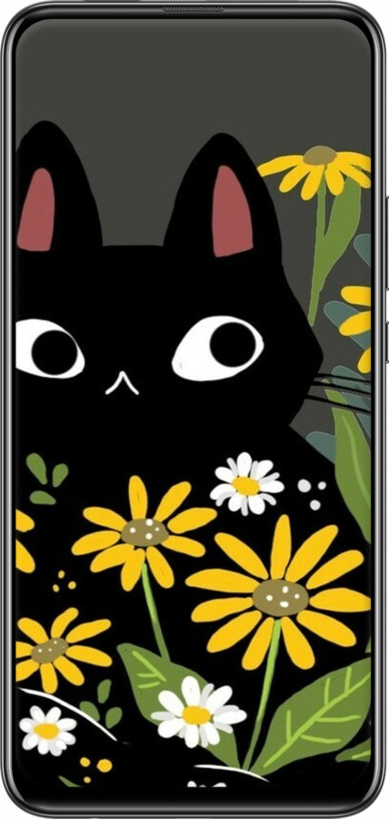 2D пластиковый чехол Черный кот с цветами для Huawei Y9 Prime 2019 - 6448t-1736 изображение 