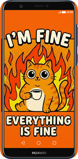 3D пластиковый матовый чехол Funny Cat для Huawei P Smart - 6786m-1346 изображение 