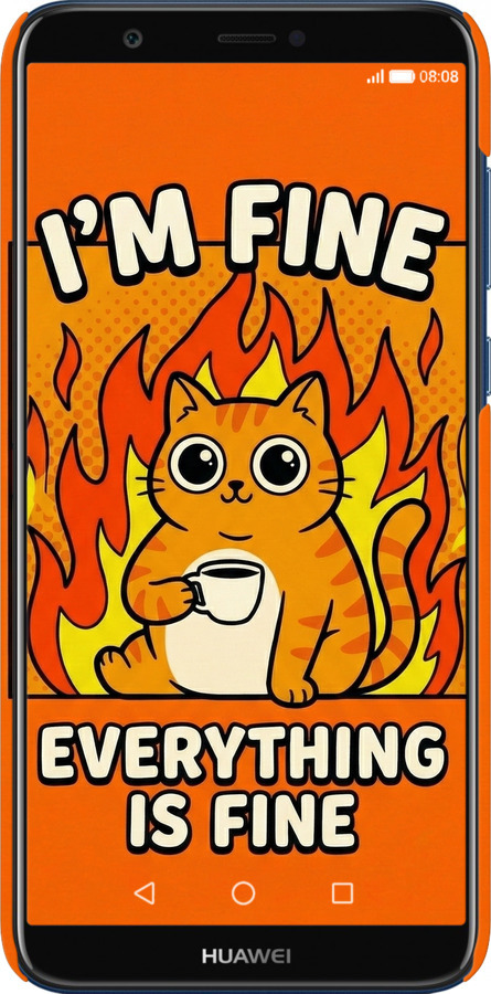 3D пластиковый матовый чехол Funny Cat для Huawei P Smart - 6786m-1346 изображение 