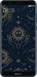2D пластиковый чехол Celestial Harmony: Sun & Moon Gold Mystic Pattern для Huawei P Smart - 6778t-1346 изображение 
