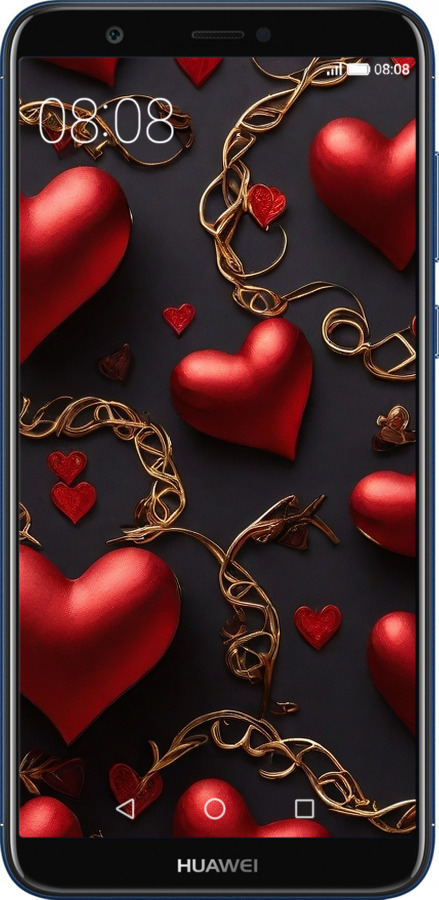 2D пластиковый чехол Сердечки для Huawei P Smart - 5831t-1346 изображение 
