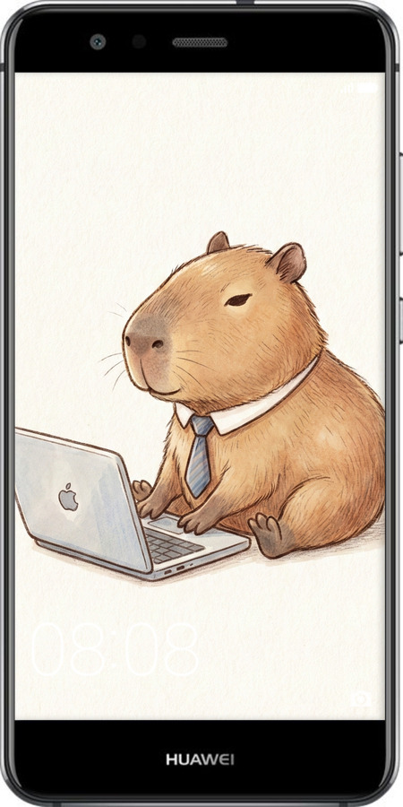 Силиконовый чехол Funny Capybara CEO Working для Huawei P10 Lite - 6777u-896 изображение 