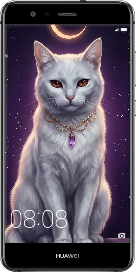 Силіконовий чехол Mystic White Cat Gothic Dark Purple Gold для Huawei P10 Lite - 6805u-896 изображение 