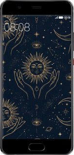 Силиконовый чехол Celestial Harmony: Sun & Moon Gold Mystic Pattern для Huawei P10 Plus - 6778u-963 изображение 