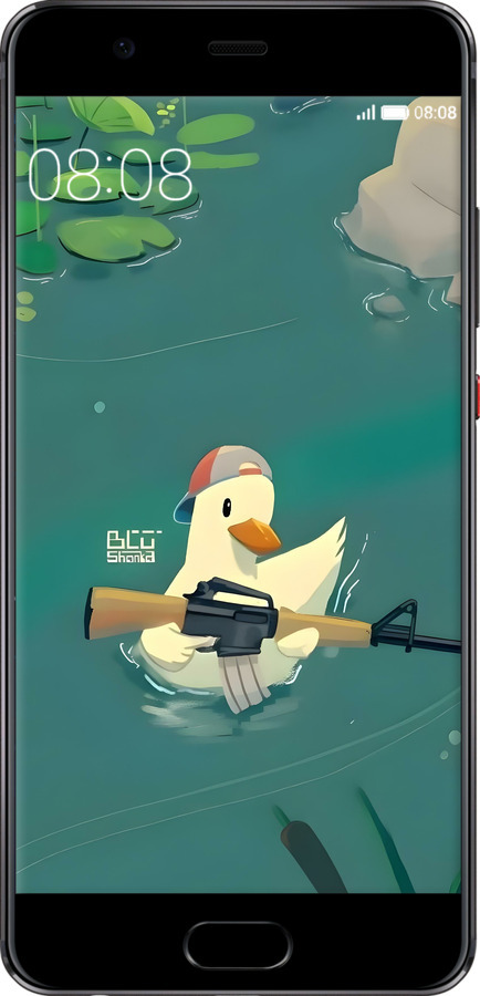 2D пластиковый чехол Уточка с автоматом для Huawei P10 Plus - 6356t-963 изображение 
