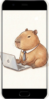 3D пластиковий матовий чехол Funny Capybara CEO Working для Huawei P10 - 6777m-780 изображение 