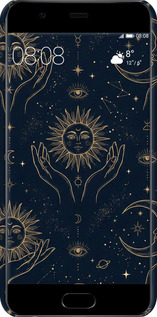 3D пластиковий матовий чехол Celestial Harmony: Sun & Moon Gold Mystic Pattern для Huawei P10 - 6778m-780 изображение 