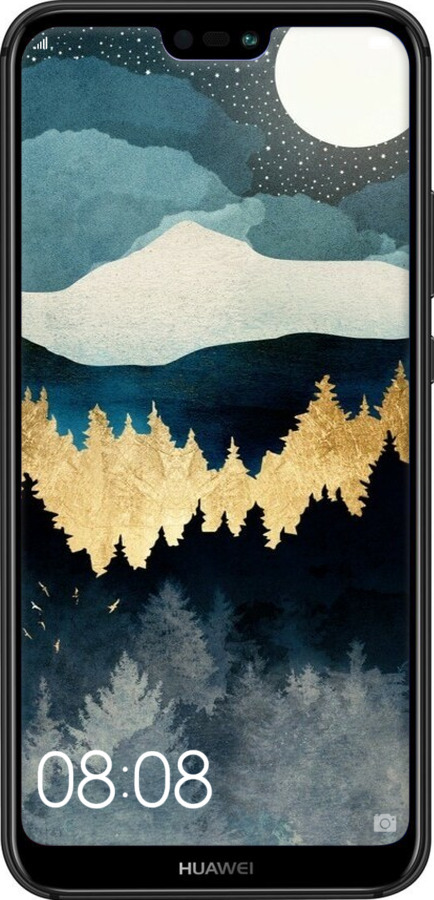 TPU чехол Нічний краєвид з лісом та горами для Huawei P20 Lite - 6493b-1410 изображение 