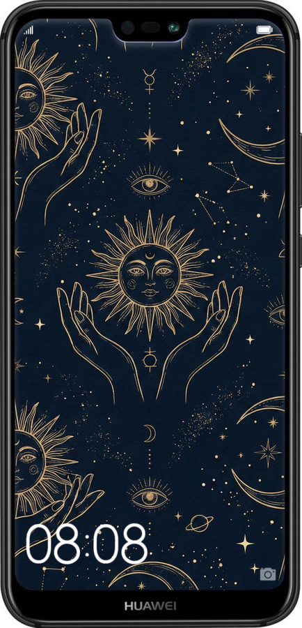 TPU чехол Celestial Harmony: Sun & Moon Gold Mystic Pattern для Huawei P20 Lite - 6778b-1410 изображение 