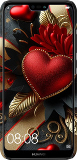 3D пластиковый матовый чехол Сердечки v2 для Huawei P20 Lite - 5832m-1410 изображение 