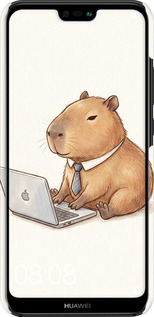 3D пластиковый матовый чехол Funny Capybara CEO Working для Huawei P20 Lite - 6777m-1410 изображение 