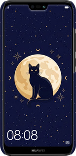 3D пластиковий матовий чехол Cute Cat Celestial/Witchy для Huawei P20 Lite - 6787m-1410 изображение 