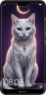 3D пластиковий матовий чехол Mystic White Cat Gothic Dark Purple Gold для Huawei P20 Lite - 6805m-1410 изображение 