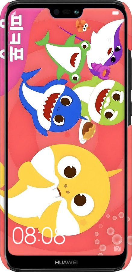 3D пластиковый матовый чехол Бейби Шаркс для Huawei P20 Lite - 6305m-1410 изображение 
