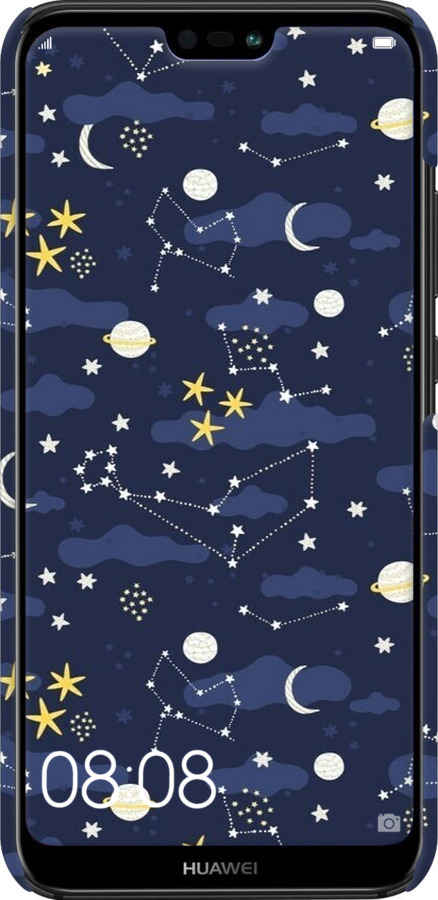 3D пластиковий матовий чехол Астрономічний візерунок для Huawei P20 Lite - 6446m-1410 изображение 
