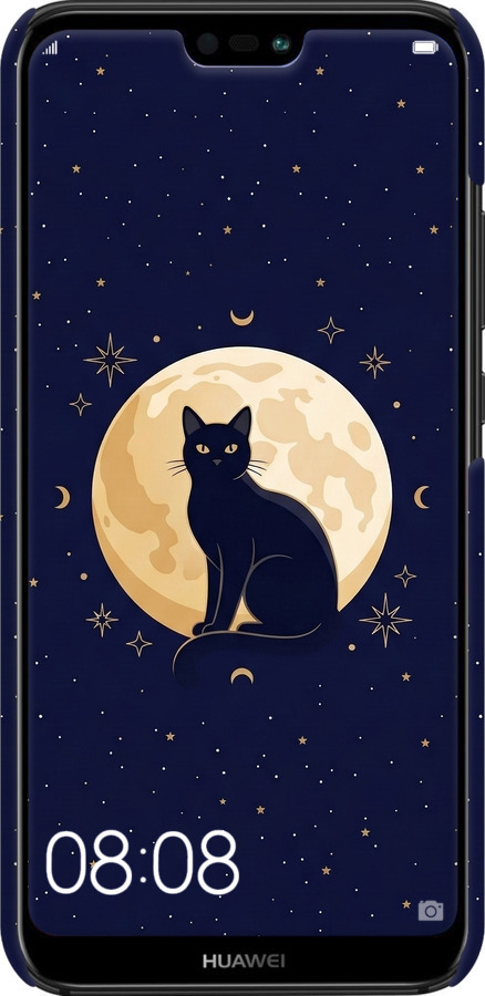 3D пластиковий матовий чехол Cute Cat Celestial/Witchy для Huawei P20 Lite - 6787m-1410 изображение 