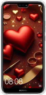 Силикон с усиленными углами чехол Сердечки v3 для Huawei P20 Lite - 5833sp-1410 изображение 