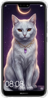 Силіконовий протиударний с посиленими кутами чехол Mystic White Cat Gothic Dark Purple Gold для Huawei P20 Lite - 6805sp-1410 изображение 