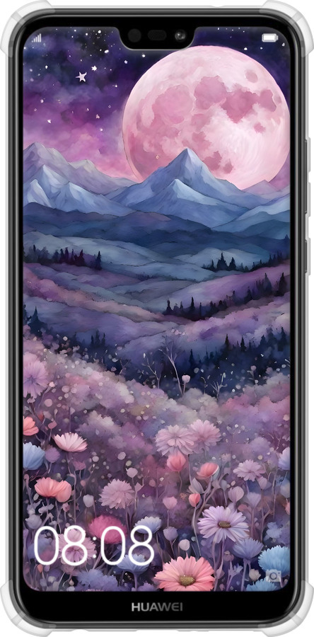 Силикон с усиленными углами чехол Ночь луна арт для Huawei P20 Lite - 6319sp-1410 изображение 