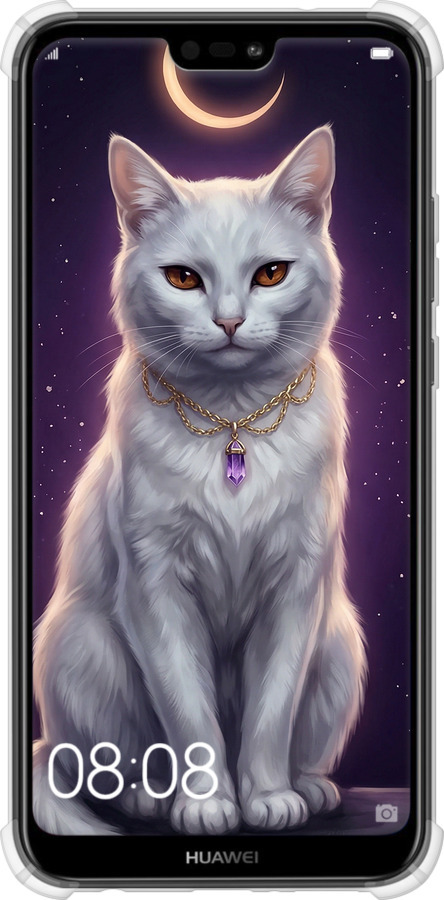 Силіконовий протиударний с посиленими кутами чехол Mystic White Cat Gothic Dark Purple Gold для Huawei P20 Lite - 6805sp-1410 изображение 