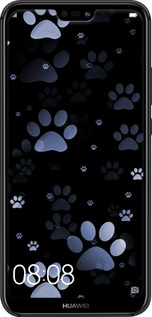 2D пластиковий чехол З синіми відбитками лап для Huawei P20 Lite - 6441t-1410 изображение 