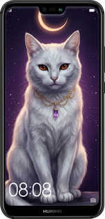2D пластиковый чехол Mystic White Cat Gothic Dark Purple Gold для Huawei P20 Lite - 6805t-1410 изображение 