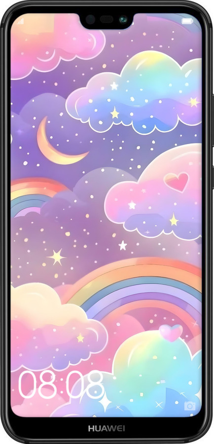 2D пластиковый чехол Облака и радуга для Huawei P20 Lite - 6312t-1410 изображение 